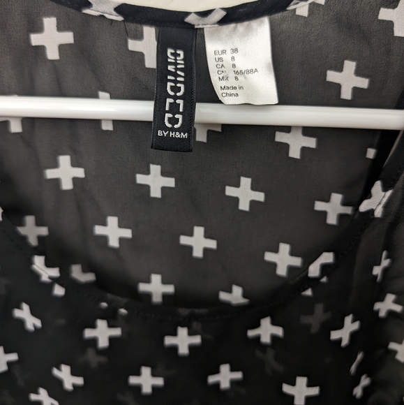 Divided by H&M black sheer tank top with white crosses - Picture 2 of 3